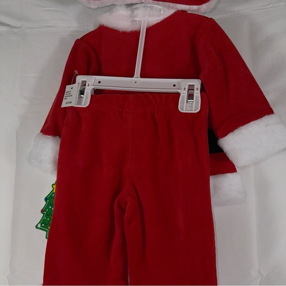 Koala Kids Infant Boys 0-3 Months Red Rouge Santa Claus Faux Fur 3-Pc Outfit Set - Picture 4 of 5